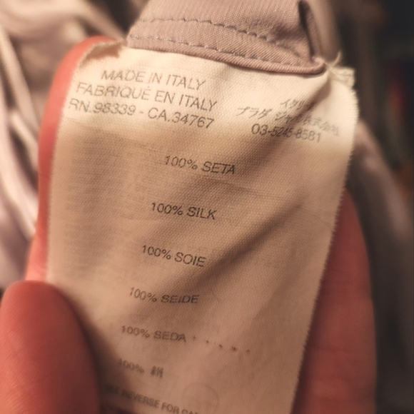 Vintage Prada 100% Silk Silk in Taupe, Size 44 or US Size 14 - Picture 6 of 11